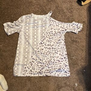 tee shirt, cheetah and snake print, cute shoulder cut out